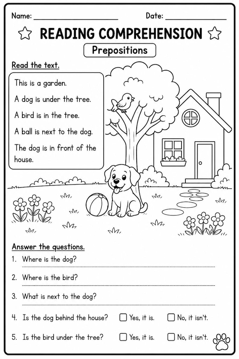 Preposition Comprehension Prepositions Practice Pack - Etsy