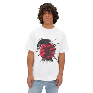 T-shirt oversize unisex con motivo ninja estetico, maglietta squadrata, top ninja hipster, t-shirt minimalista alla moda, abbigliamento streetwear urbano