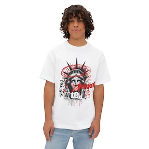 T-shirt oversize Muted Freedom, t-shirt streetwear, maglietta unisex alla moda, abbigliamento con top squadrato, t-shirt con grafica Urban Hipster