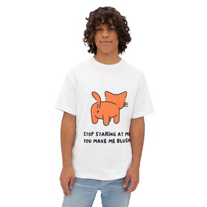 T-shirt oversize "Smettila di fissarmi", t-shirt streetwear, maglietta unisex alla moda, abbigliamento con top squadrato, t-shirt con grafica urban hipster