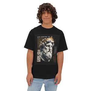 T-shirt oversize del XVIII secolo a.C., t-shirt streetwear, maglietta unisex alla moda, abbigliamento con top squadrato, t-shirt grafica hipster urbana