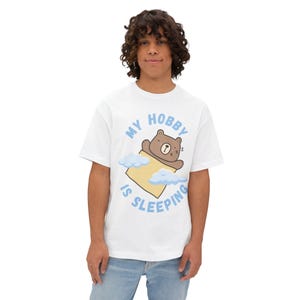 Maglietta oversize "My Hobby Is Sleeping", maglietta streetwear, maglietta unisex alla moda, abbigliamento con top squadrato, maglietta con grafica Urban Hipster