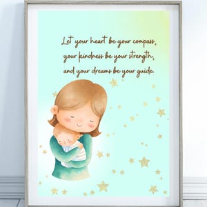 Mom and Baby Watercolor Art Print: Inspirational Nursery Decor (Digital Download