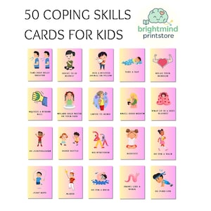 Coping Skills Card Deck for Kids | 50 Printable SEL Cards | Emotional Regulation Tool for Home, Classroom, or Counseling | PDF