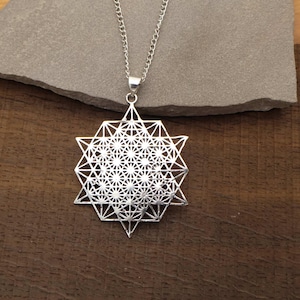 Sacred Geometry Pendant in Sterling Silver – Metatron&#39;s Cube Design