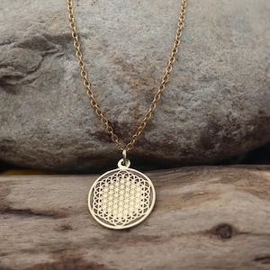 Elegant Flower of Life Sacred Geometry Pendant – Gold Finish