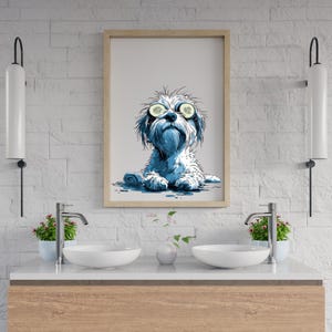 Spa Dog V1, Clip art, digital art, T shirt, Bathroom art, Coffee mug