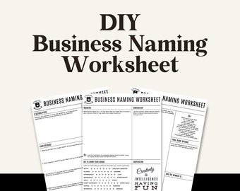 DIY BUSINESS NAMING Worksheet - Business Name Brainstorming - Brand Development Worksheet - Brainstorming Worksheet - Business Planning