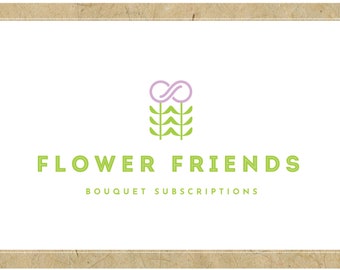 Custom Logo Design - PreDesigned Logo PreMade Logo Vector Logo - Ooak Logo - FLOWER FRIENDS Logo - Flower Logo Logo -  Garden Logo