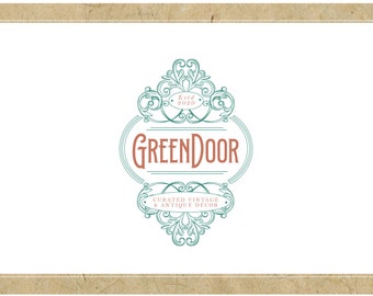 Custom Logo Design - PreDesigned Logo PreMade Logo Vector Logo - Ooak Logo - GREEN DOOR Logo - Vintage Logo - Antique Logo