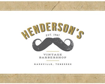 SALE Custom Logo Design - PreDesigned PreMade Logo - Vector Logo - OOAK Logo - HENDERSONs Logo Design - Vintage Barber - Photo Booth Logo