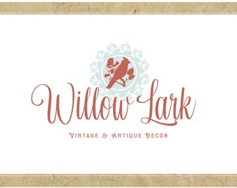 Custom Logo Design - PreDesigned Logo PreMade Logo Vector Logo - Ooak Logo - WILLOW LARK Logo - Vintage Logo - Bird Logo - Script Log