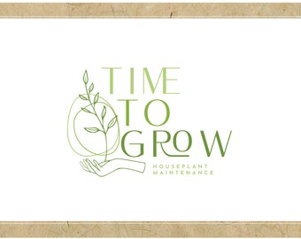 Custom Logo Design - PreDesigned Logo PreMade Logo Vector Logo - Ooak Logo - TIME TO GROW Logo - Leaf Logo -  Plant Logo - Garden Logo