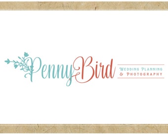 Custom Logo Design - PreDesigned Logo PreMade Logo Vector Logo - Ooak Logo - PENNY BIRD Logo - Botanical Logo - Flower Logo - Branch Logo