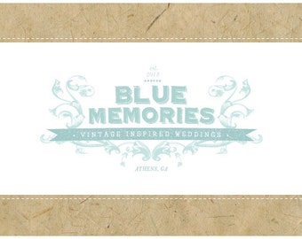 Custom PreMade Logo Design - PreDesigned Logo - Custom Vector Logo Design - BLUE MEMORIES Logo Design - Vintage Logo - Vintage Branding