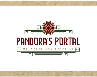 Custom Logo Design - PreDesigned Logo PreMade Logo Vector Logo - Ooak Logo - PANDORA'S PORTAL Logo - Art Deco Logo -   Vintage Logo