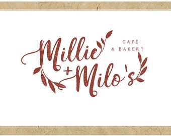 Custom Logo Design - PreDesigned Logo PreMade Logo Vector Logo - Ooak Logo - MILLIE and MILO's Logo - Leaf Logo - Flower Logo - Script Logo