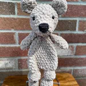 Bear Lovey – Handmade Crochet Plush Lovey | Ultra Soft Comfort Snuggler Toy | Baby Shower Gift | Neutral Nursery Decor
