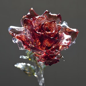 Handcrafted Glass Rose | Eternal Red Glass Flower | Unique Anniversary Gift | Handmade Decorative Sculpture | Romantic Home Decor