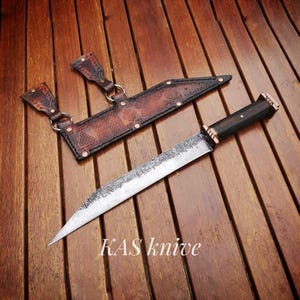 Handmade Medieval Seax Knife: 1095 Carbon Steel Blade, Rosewood Handle