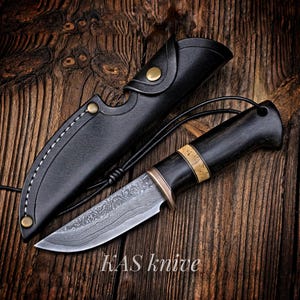 Bowie Knife Hand forged knife Damascus Steel handmade knife Hunting knife sheath Gift for him gift for husband gift for men, Christmas gift