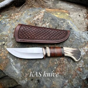 Custom Handmade carbon Steel Hunting Knife with Beautiful leather cover.Made of high quality carbon Steel with beautiful handle.Gift for Him