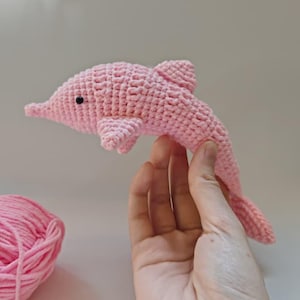 Dolphin Crochet Pattern, Pink Fish Plush Toy Amigurumi, Cute Stuffed Sea Animal, Marine Life Plushie, Whale Orca Fishy Toy, No Wire