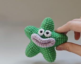 Zabawny wzór szydełkowy na rozgwiazdę, zabawka amigurumi z dużymi ustami, upiornie słodka amigurumi, zabawka z rybą oceaniczną lub dekoracja na Halloween