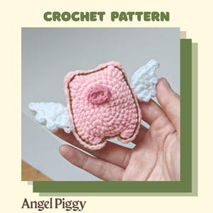 Angel Piggy Crochet Pattern, Cute Pig Plush Toy Amigurumi, Fairy Animal Play Plushie, Pig with Wings Keychain Charm, Baby Shower Gift