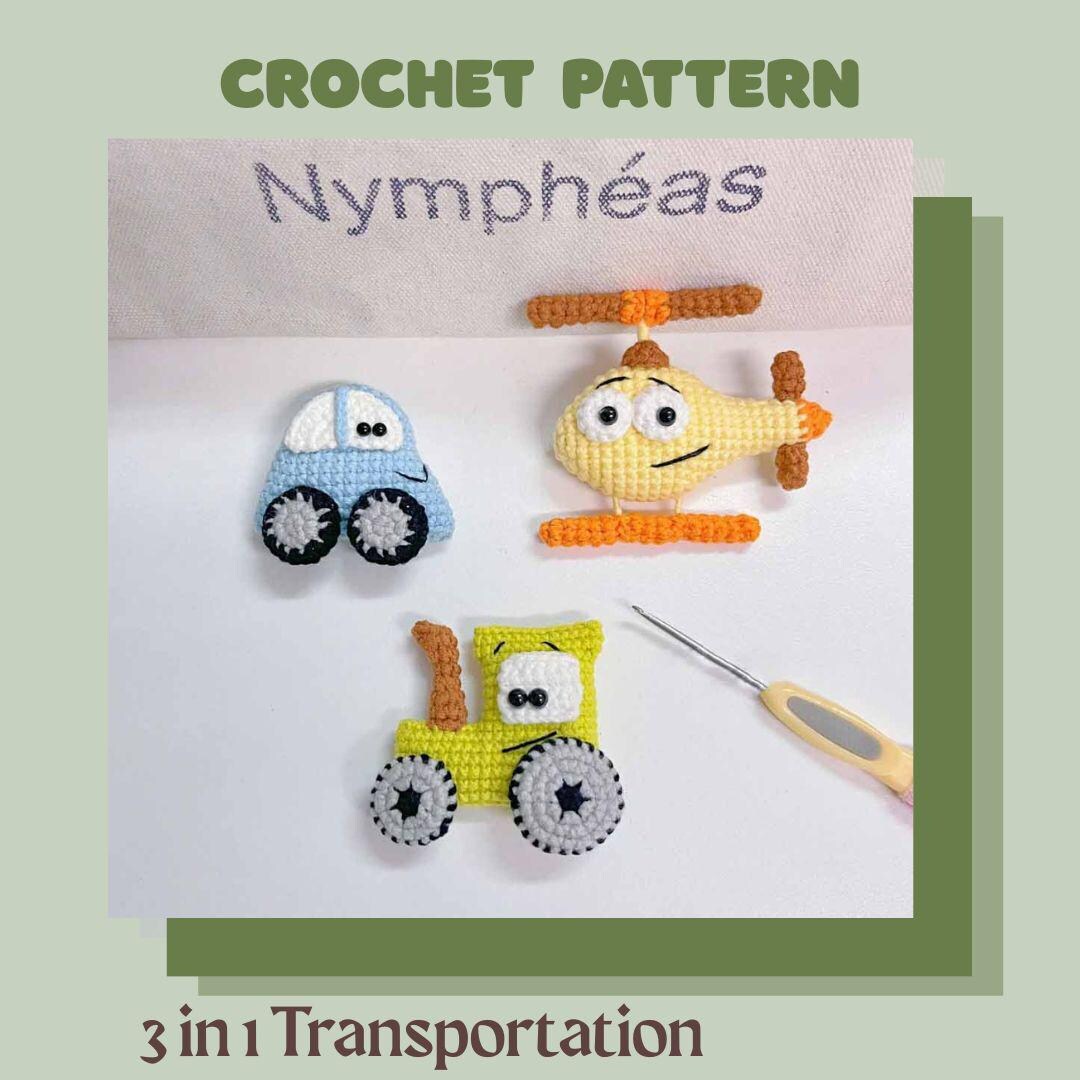 3 in 1 Transportation Vehicles Crochet Pattern, Bundle of Car, Train ...