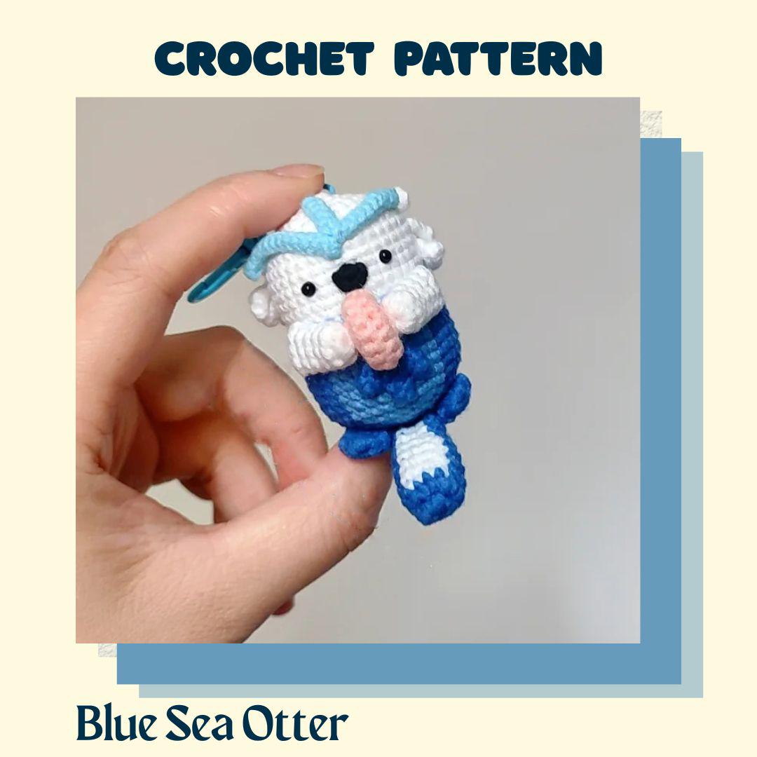 30 Otter Crochet Patterns for Cute Gifts, Nursery Decor, and Pocket-Sized Amigurumi 18 Blue Sea Otter Amigurumi Pattern