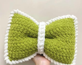 NO SEW Bow Pillow Crochet Pattern, Easy Quick Sofa Cushion Amigurumi, Living Room Home Decor Throw Pillow, Big Ribbon, Gift For Mom Grandma