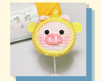 Koi Pig Crochet Pattern, Cute Fish Farm Animal Plush Amigurumi, Mini Piggy Head Play Toy, Pectoral Fins, Fish Hood Pig, Stuffed Plushie