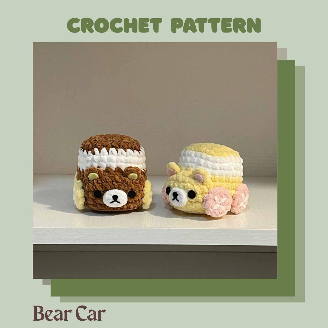 30 Crochet Car Patterns to Stitch Fun Vehicles, Classic Cars, and Cute Amigurumi Designs 12 Bear Car Crochet Pattern