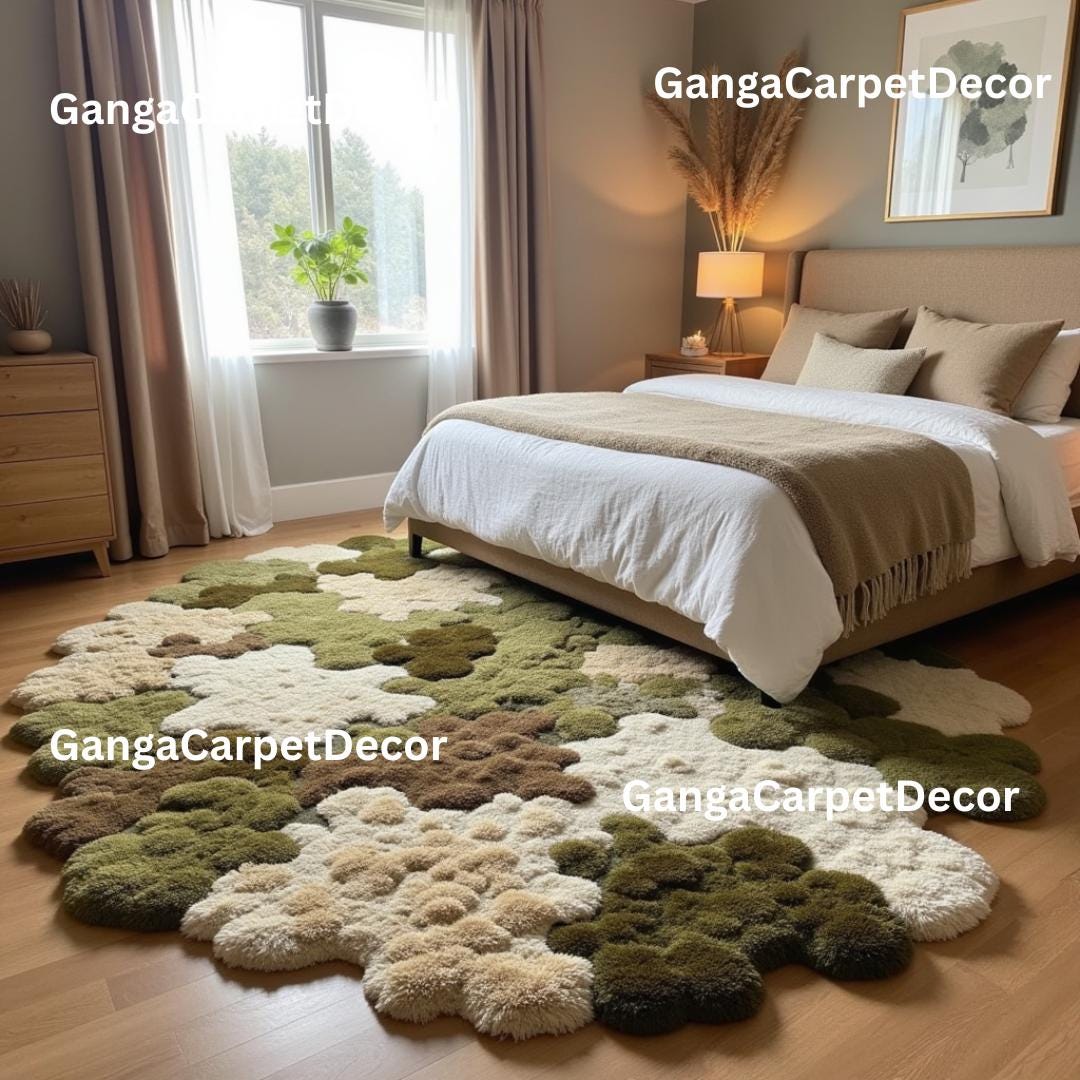 Hand-tufted 3D Moss Rug | Earth-tone Organic Wool Carpet - Etsy