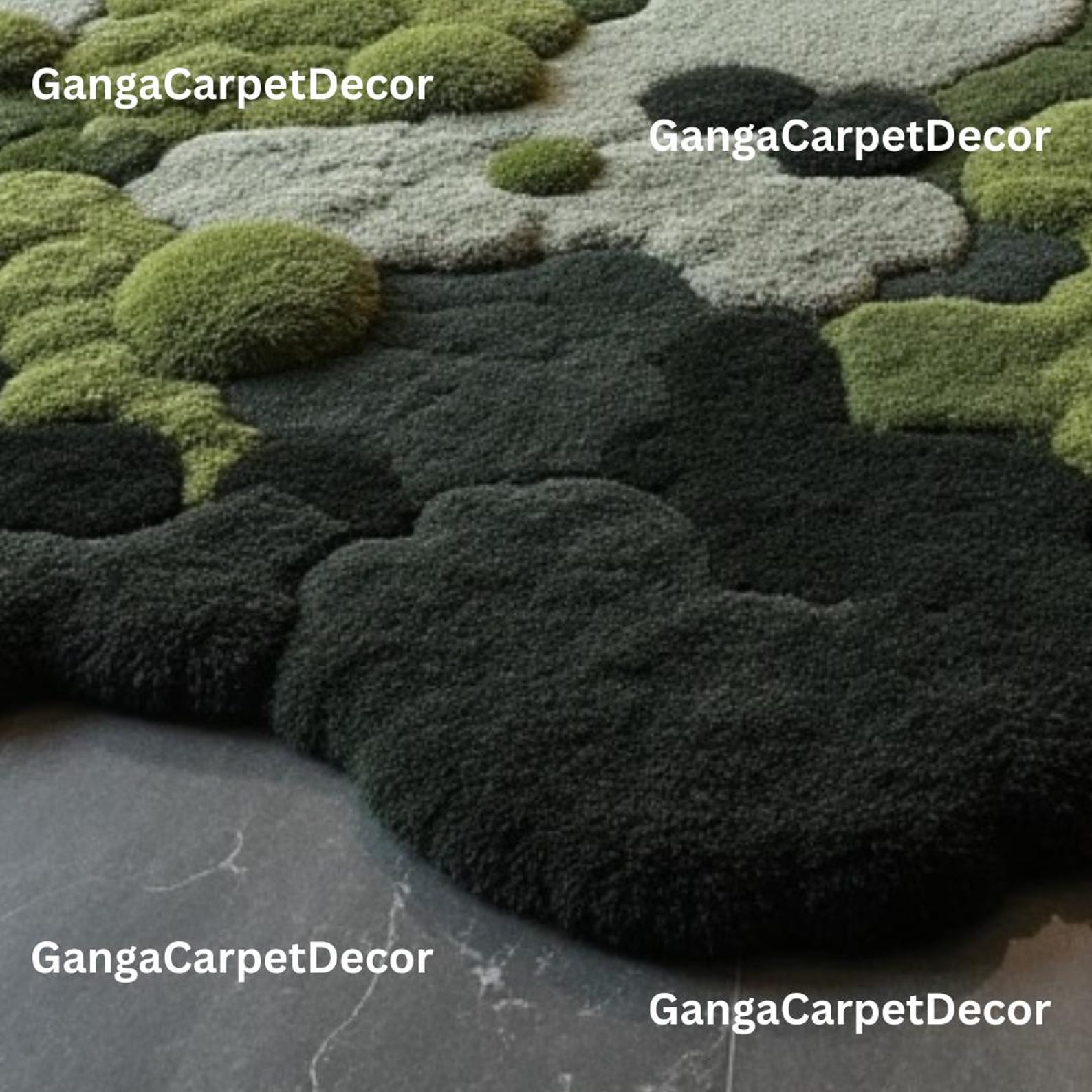 Moss Style Hand Tufted Wool Rug, 3D Organic Green Rug, Modern Abstract ...