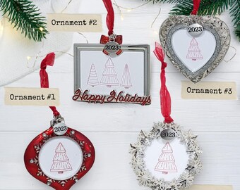 2023 Red Mistletoe Circle Christmas Ornament – Personal Photo Picture Frame With Hanger 6 thumbnail image