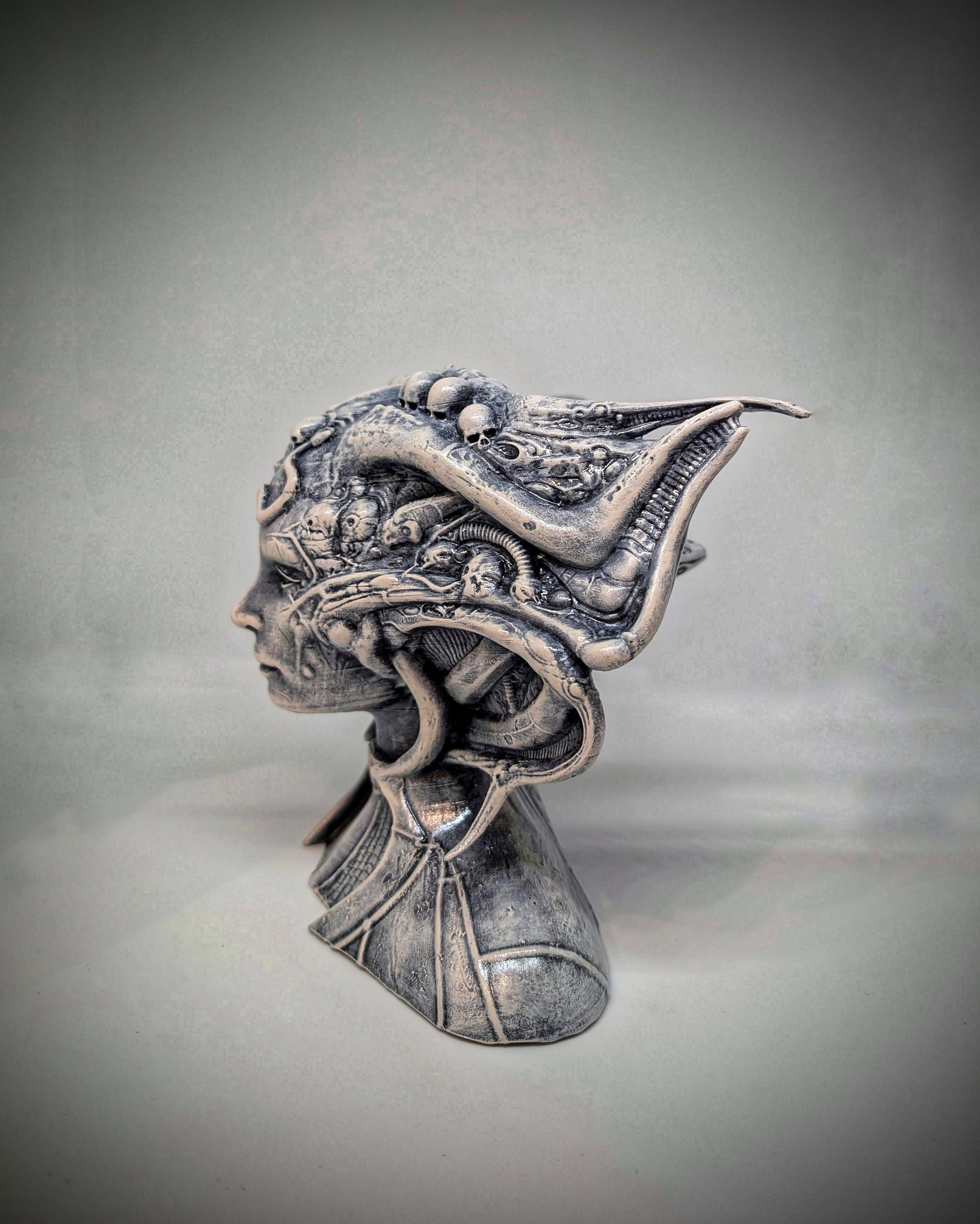 Inspired H.R. Giger Li II Sculpture / Height 6.50 in (16.5 Cm