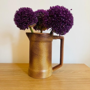 Vintage French Country Water Pitcher/Jug - Brown Speckle Glaze - Gres Veritables Rigny - Stonware