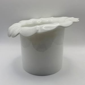 1970s Arzberg Germany White Porcelain Planter Cachepot Floral Rim Vintage German Ceramics