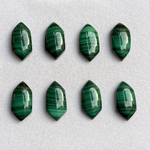 5 Pcs Pack Natural Malachite Fancy Shape Cabochon Flat Back Calibrated Gemstones Handmade Gemstone, 10X20 mm Size, Gift For Her,
