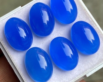 AAA Blue Chalcedony Cabochon: Oval Gemstone, All Sizes