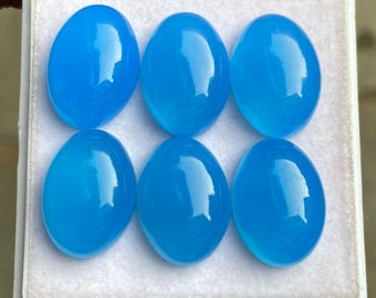 Blue Chalcedony Cabochon: AAA+ Quality Oval Gemstone