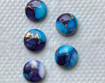 AAA Purple Violet Candy Turquoise Cabochon: Round Flat Back Gemstone