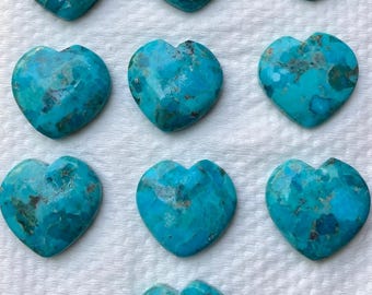 Mohave Turquoise Heart Cabochons - 18mm Gemstones, 10 Pcs