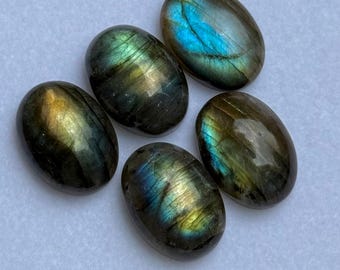 Multi Labradorite Cabochon: Natural Oval Gemstone, Flat Back