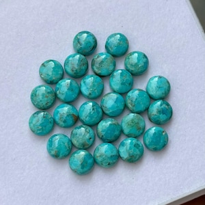 Natural Mohave Turquoise Round Shape Cabochon AAA+ Quality Flat Back Calibrated Wholesale Gemstones, All mm Sizes Available, Gift For Her