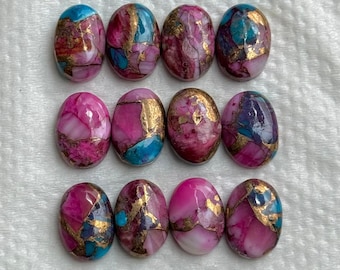 Pink Oyster Turquoise Cabochon: Oval Gemstone for Jewelry Making