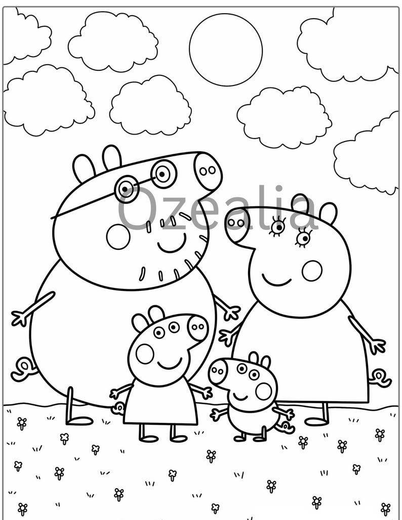 Peppa Pig Coloring Pages 19 Printable Sheets for Kids Instant