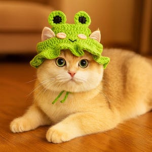 Cat Hat Crochet – Cute Handmade Pet Hat for Cats & Small Dogs, Funny Animal Dress Up, Gift for Her, Adorable Photo Prop